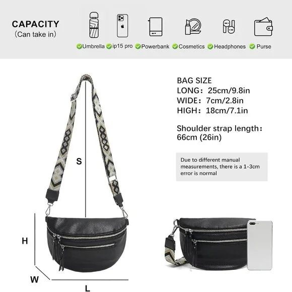 Stylish Leather Fanny Pack Small Sling Bag - Versatile 9.8'' Accessory - Picture 2 of 6